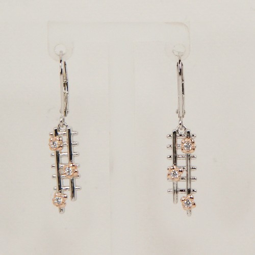 Silver/Rose Gold Plated CZ Ladder Drop Earrings
